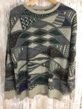 Vintage Grandpa Sweater Men Large Earthy Acrylic Geometric Cosby 90s Y2K NICE