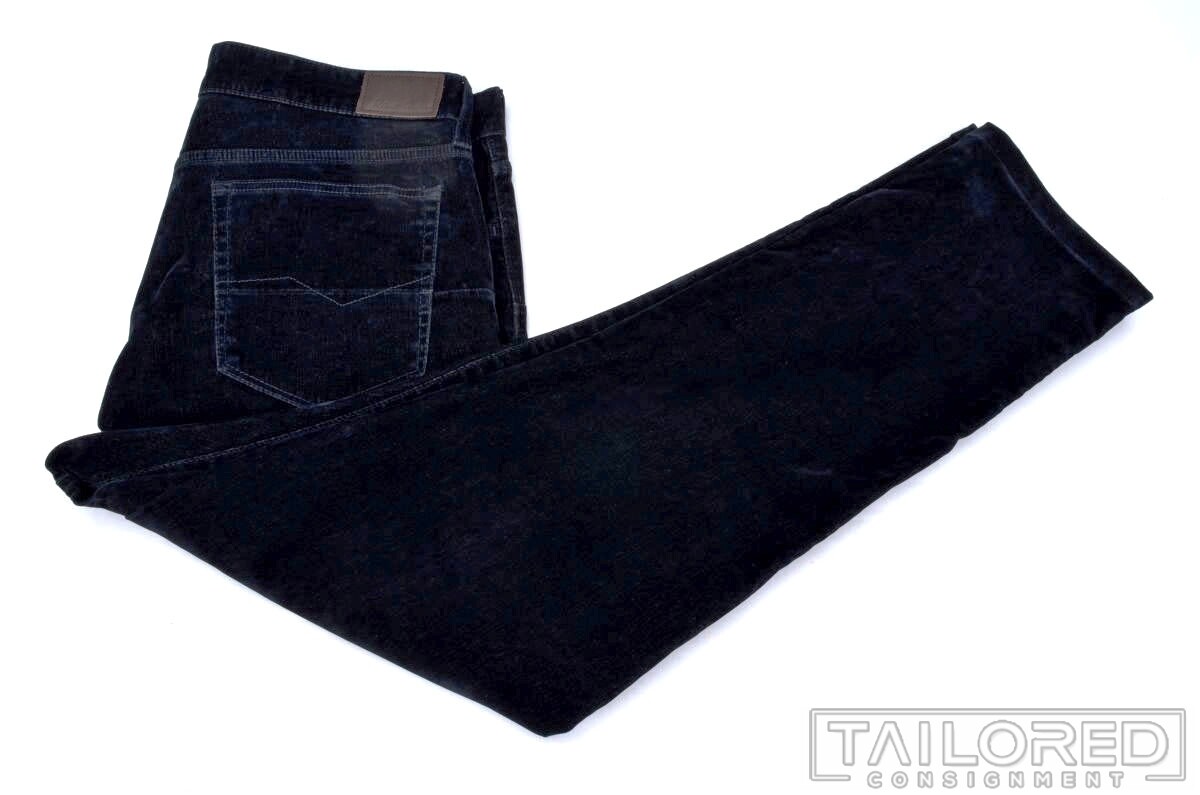 ROBERT GRAHAM Solid Blue Cotton Flat Front Mens L… - image 1