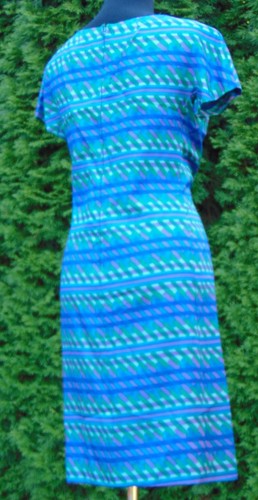 Vintage 1960's Silk Print Sheath Dress With Matching 3/4 Sleeve Jacket Size 12 - Picture 7 of 12