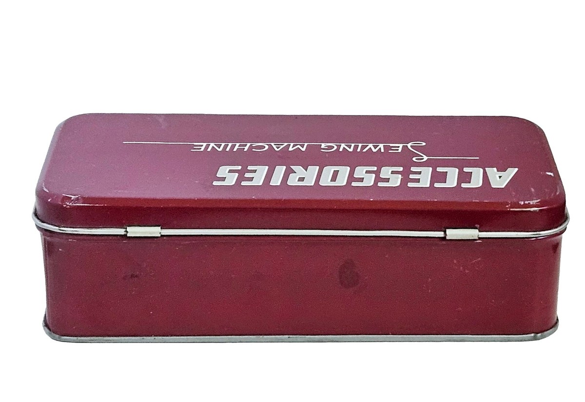 1950's-60's Sewing Machine Accessories Hinged Metal Case