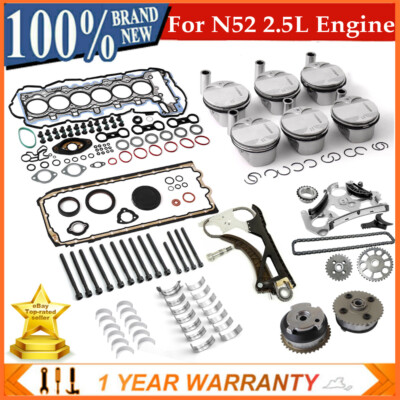 N52 2.5L Engine Rebuild Overhaul Kit w/ Timing Chain Oil Pump Guide VVT For BMW