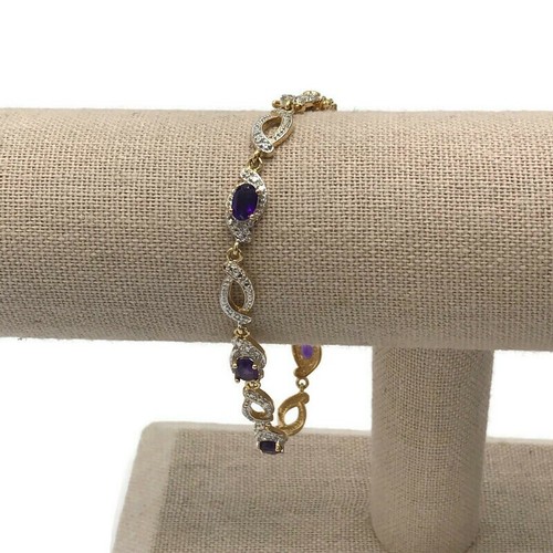 PAJ BB China Amethyst Link Gold Tone Bracelet EBay