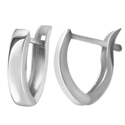 14K. MASSIVER GOLD OVALER CREOLEN HUGGIE OHRRING Weißgold