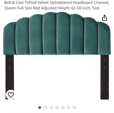 Ball & Cast Tufted Velvet Queen Full Size Bed Adjusted Height 42-50 inch,