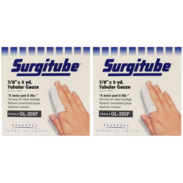 Surgitube GL205F Cotton Tubular Gauze, Finger, Toe, 5 yd Roll Pack of