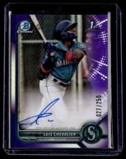 2022 Bowman Chrome Purple Refractor Autograph Luis Chevalier Auto /250 Seattle