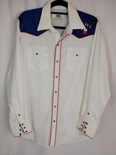 VTG Mesquite Niver Western Wear 16-35 Cowboy Shirt Red Pearl Snap Ft Worth TEXAS