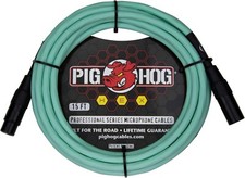 Pig Hog Hex Series Mic Cables 15-Feet. Seafoam Green
