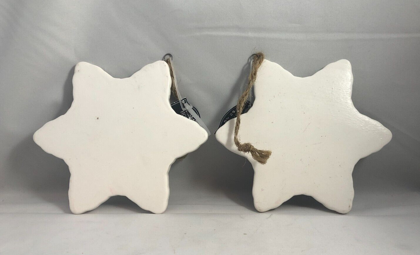 (2) Holiday Times, Porcelain Christmas Star Deco Holiday Decore New