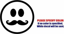 Handlebar Mustache Smiley Decal Sticker JDM Vinyl Car Window Bumper Laptop 9"