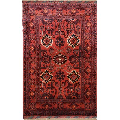 Handmade (2'8'' x 4') Rust Traditional Afghan Khal Mohammadi Wool Rug