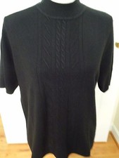 KORET LADIES SIZE LARGE BLACK ACRYLIC SS SWEATER-MOCK TURTLENECKBACK ZIPPER-LKN