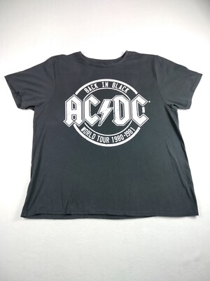 AC/DC Back In Black T Shirt Men's XXL Black Grunge Rockabilly Rocker Classicrock