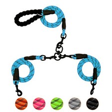 Dual Dog Leash 360 Swivel Blue Comfortable Double Large Medium Small Walking