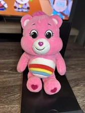 Care Bears 2020 Cheer Bear rainbow plush Basic Fun Pink Soft Clean 10” Colorful