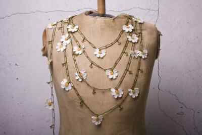 Oya Crochet Necklace Needle Lace 141.73'' Brand New Fast Shipment halime-001