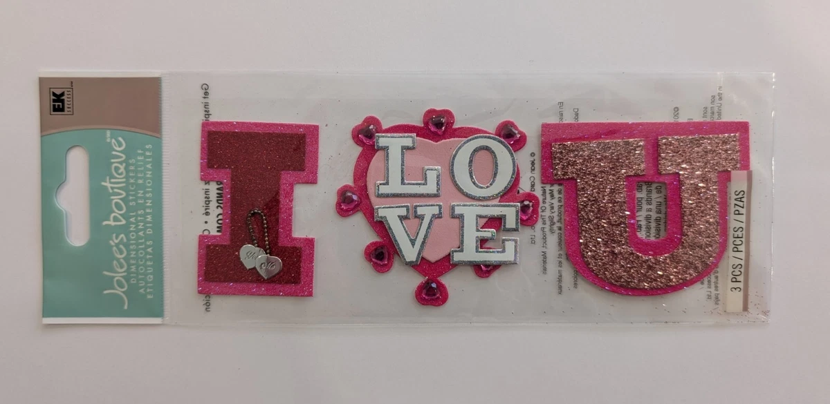 Lot De 3 Autocollants Scrapbooking LOVE – Coasterettes 3D, Jolee's, Cloud9