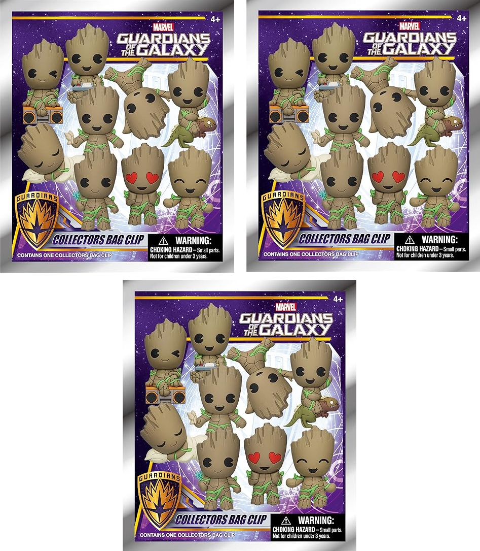 GUARDIANS OF THE GALAXY GROOT FIGURAL BAG CLIP LOT OF 3 BLIND BAGS