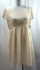 ANGELA Layered Sheer Chiffon Off White Cream Dress Fits Size XXL NWOT
