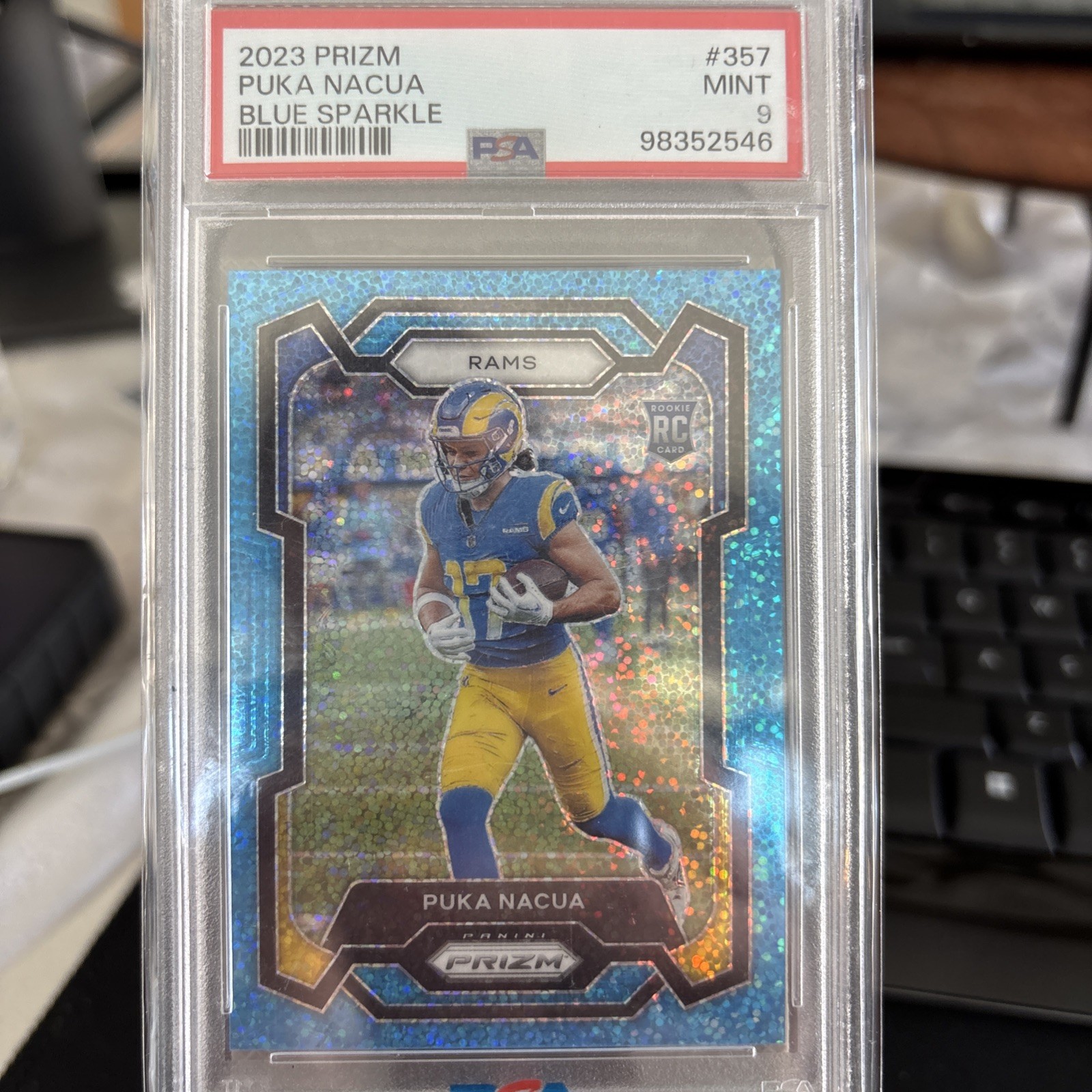 2023 Panini Prizm - Rookies Puka Nacua #357 Blue Sparkle Prizm /96 (RC)