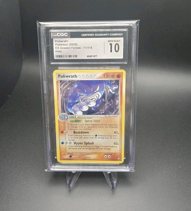 Pokémon Poliwrath EX Unseen Forces Reverse Holo Rare #11 CGC 10 Gem Mint 2005