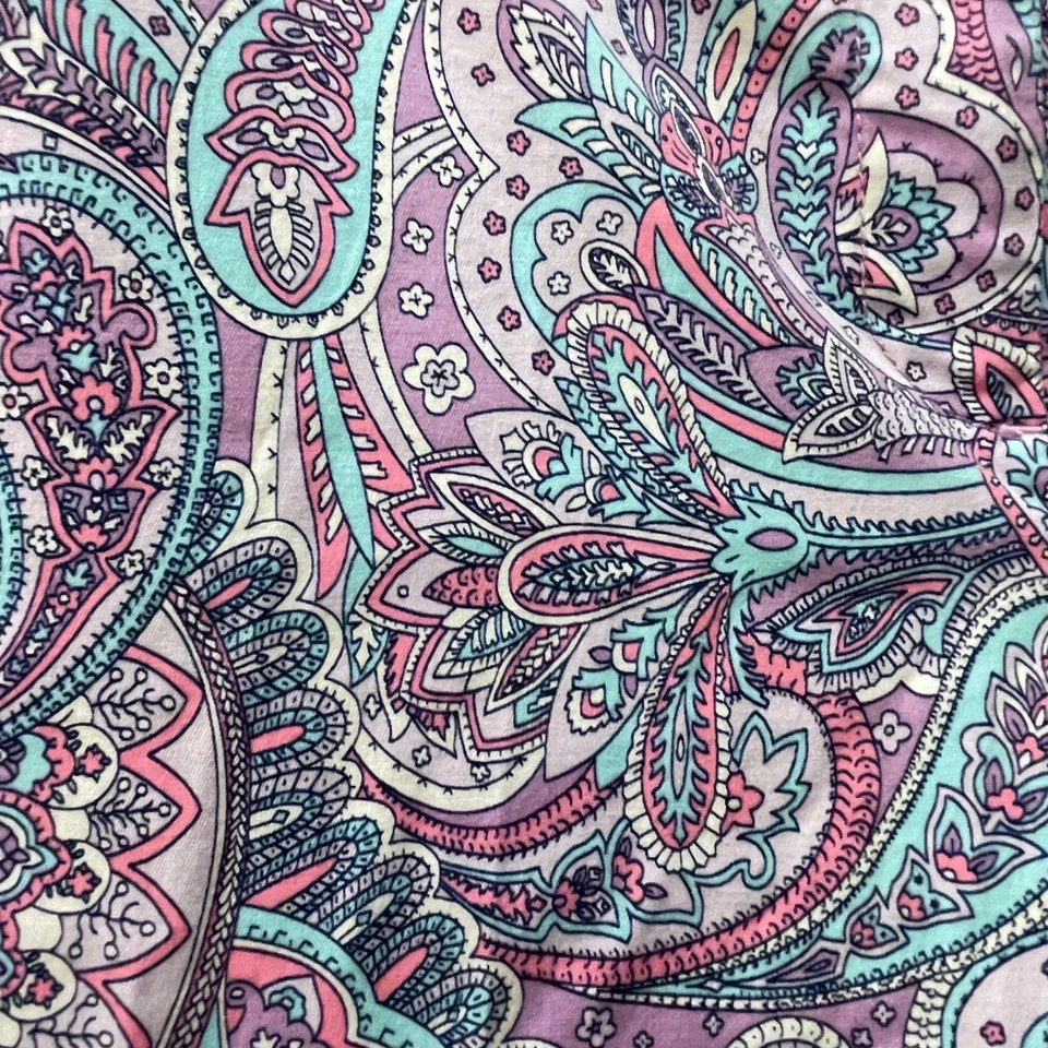 Pantalones Talbots Para Mujer 10 Azul/Rosa Paisley Corte Perfecto Elastizado Cintura Preppy Foto 3 de 4