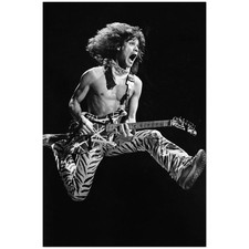 Eddie Van Halen Live Guitar Jump Black White Photo Poster
