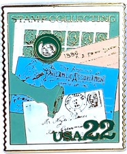 Stamp Collecting: Mail Cancellation #2198 – 1986 22c Stamp Pin Pinback NEW