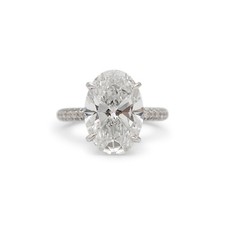 Ladies 18K White Gold IGI 6.50CT I VS1 Oval Lab Grown Diamond Engagement Ring