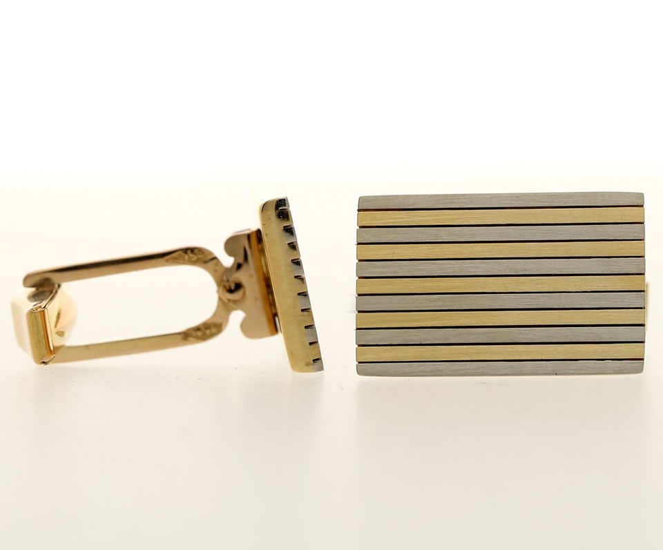 Contemporary Rectangle Cufflinks 18K Multi-Tone G… - image 2