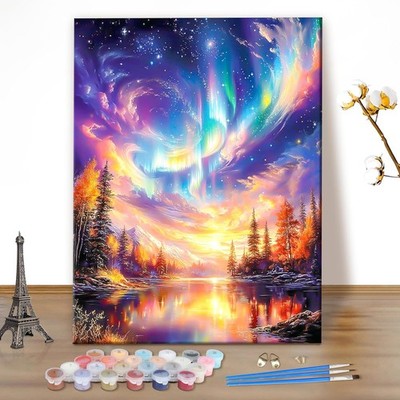 Malen Nach Zahlen Erwachsene Sternennacht, DIY Set Handgemalt Ölgemälde Kit für
