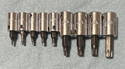 Mac Tools 9pc 1/4 Dr & 3/8 Dr Torx Socket Set T8 T10 T15 T20 T25 T30 T40 T45 T50