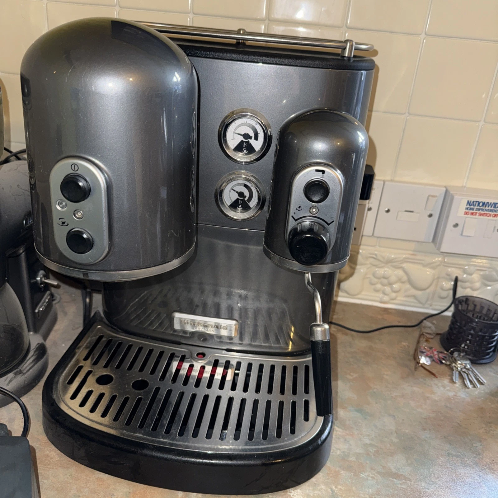 Kitchenaid Artisan Espresso Coffee Machine Grey Metallic 5KWB100 Hardly used