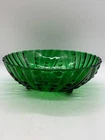 Vtg Anchor Hocking Glass Bowl Forest Green Burple Bubble Pattern Footed 8 1/2"