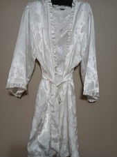 Women's Pretty Nightgown Robe Set L Satin-Like Adj Spaghetti Straps Lace Trim