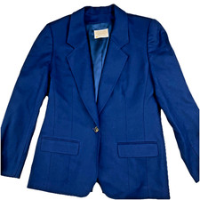 VTG Pendleton Virgin Wool Blazer Size 10 Navy Blue Professional Minimal USA