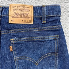 Vintage Levis 20517 Orange Tab Jeans Mens 36x32 Dark Wash Bootcut 90s Cowboy USA