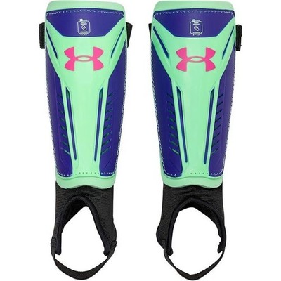 Under Armour Challenge Soccer Green Purple Shin Guards Kid's LARGE NEW