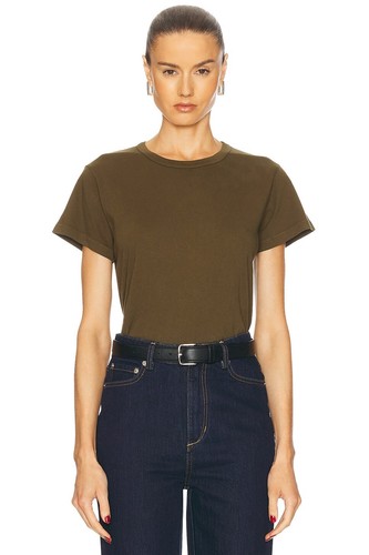 LESET The Margo Tee Military Khaki Green Tshirt Top Cotton Short Sleeve Basic S