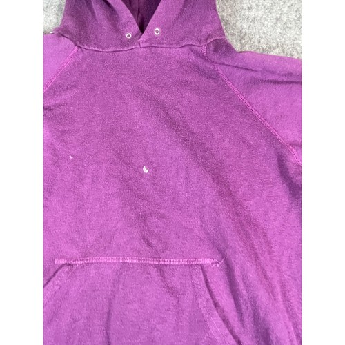 Vintage 70s Blank Plain Sweatshirt Hoodie Mens M Purple Cotton Faded 60s Acrylic - Picture 2 of 7