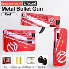 Metal Folding Lifecard Toy Gun Soft Bullet Pistol Model Kids Adult Toy