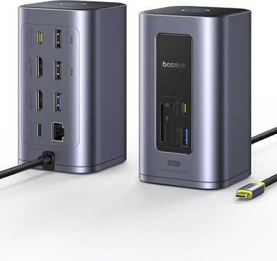 Baseus Docking Station USB-C, Nomos Air 12 in 1, Docking Station 2 Monitors