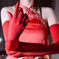 Glossy and Elastic Fingerless Gloves with Ultra-Thin Sun Protection for Brides
