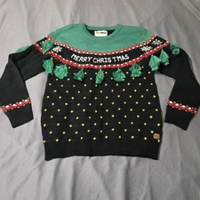 Tipsy Elves Ugly Christmas Sweater Kids Large Pullover Christmas Tree Tassels