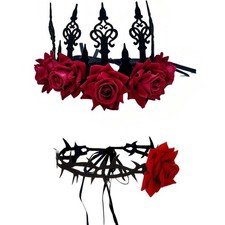 2 Pcs Gothic Women Masquerade Mask Crown Halloween Costume Decor Prop