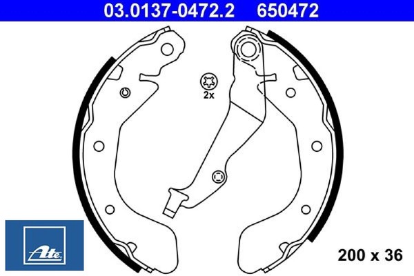Ate 03.0137-0472.2 Bremsbackensatz 4 Bremsbacken Trommelbremse-image