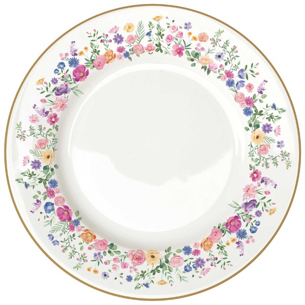 Speiseteller Mon Amour Blumen D. 27Cm Weiß Bunt Aus Porzellan Easy Life-image