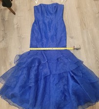 Davids Bridal Bridesmaid Organza Dress Royal Blue F15342 Sz 10 Strapless Maxi