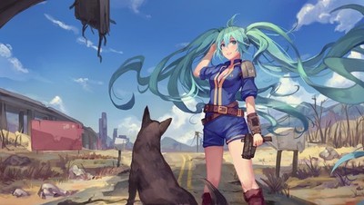 Anime Fallout Vocaloid Hatsune Miku Crossover Dog 11x17 Poster