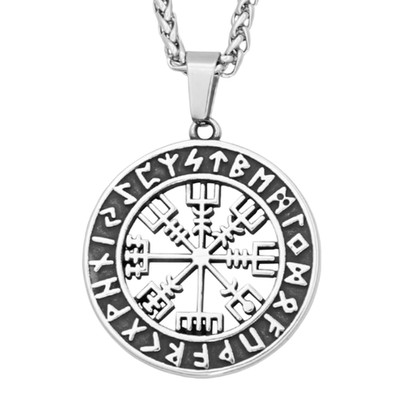 Nordischer Runen-Kompass  Vegvisir    Wikinger Halskette Vegvisir Kompass Runen